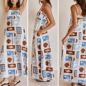 Sabo Giorgia Resortwear Linen Blend Maxi Dress in Solis